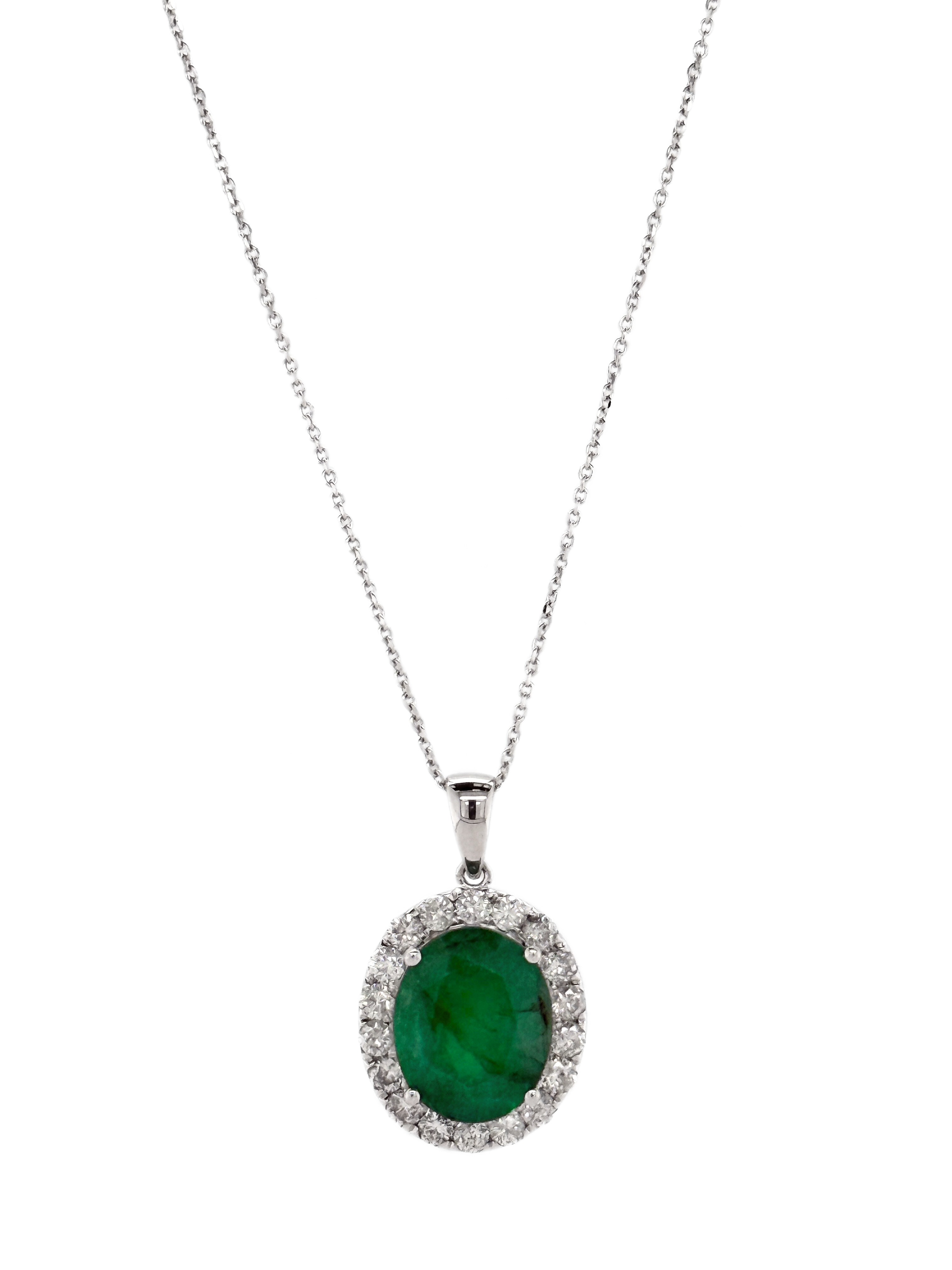 EMERALD PENDANT W/CHAIN-31922SH